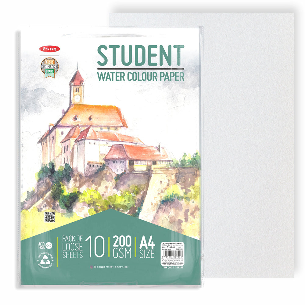 Anupam Student Water Colour Paper (Loose Sheet) A4 – 200GSM