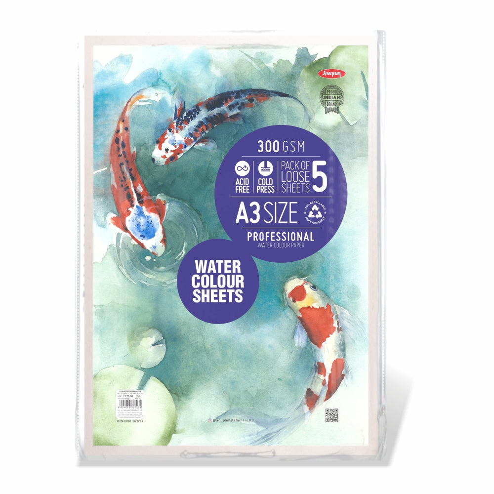 Anupam Watercolor Loose Sheets A3 (Pack Of 5)