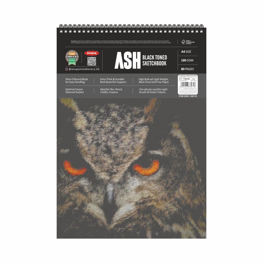 Anupam Ash Soft Cover Wire-o Sketch / Drawing Book A4